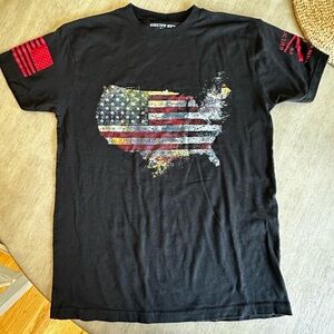 Grunt Style Black Distressed USA Map T-Shirt small